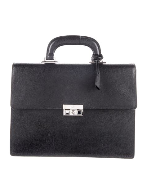 gucci men's leather briefcase - black|vintage gucci briefcase leather.